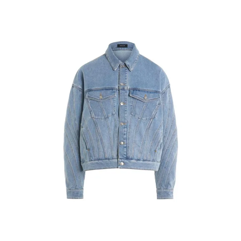 Mugler Spiral Stretch Denim Jacket-0