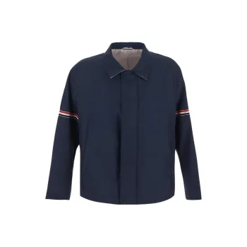THOM BROWNE Signature Stripe Detailed Long Sleeved Shirt Jacket