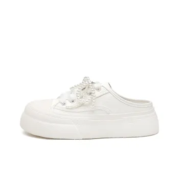 ABIDJAN Ribbon Pearl Collection Closed Toe Slippers Women's