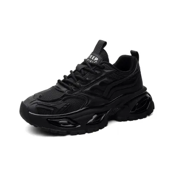 JEEP SPIRIT Cushioned Anti-Slip Wear-Resistant Breathable Lightweight Low-Top Chunky Sneakers Men's Graphite Black