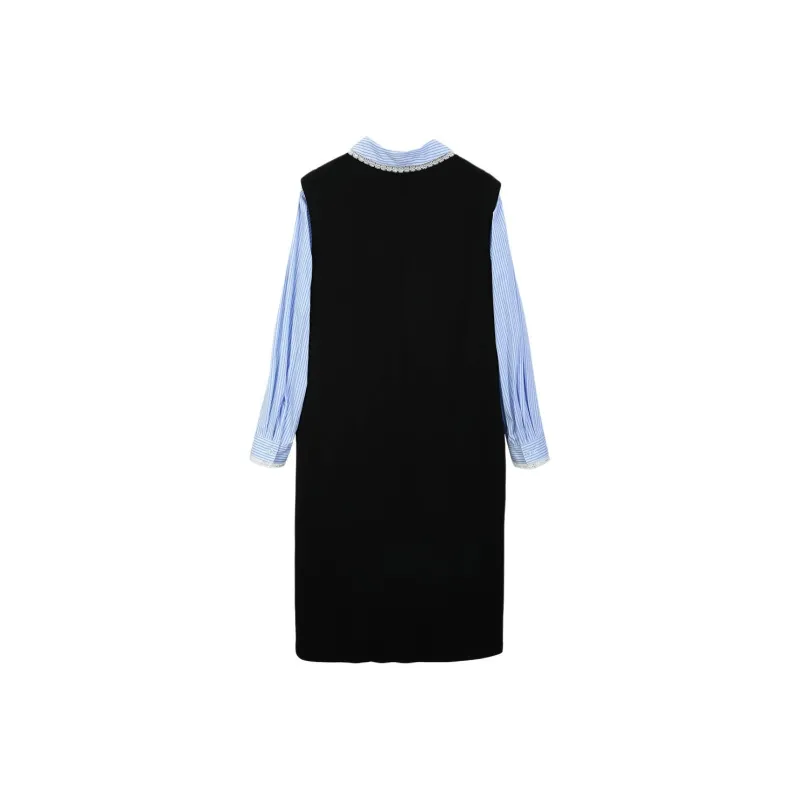 XIANLIXIU Long Sleeved Dress Women's Black-1
