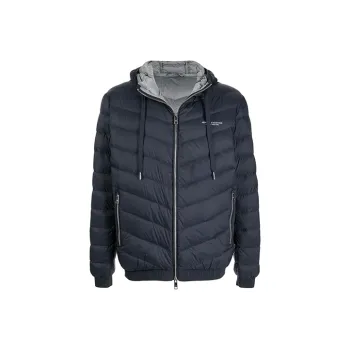 ARMANI EXCHANGE Zipped Hooded Drawstring Down Jacket