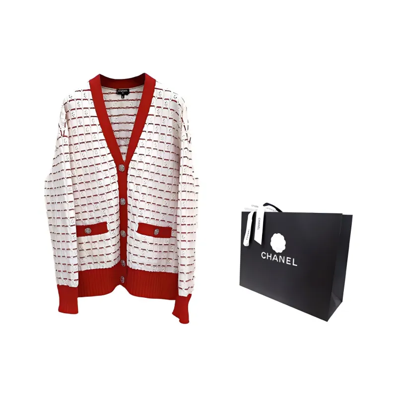CHANEL 23 Fall And Winter 23C Knitwear Women's Spring Outfit Red White-1