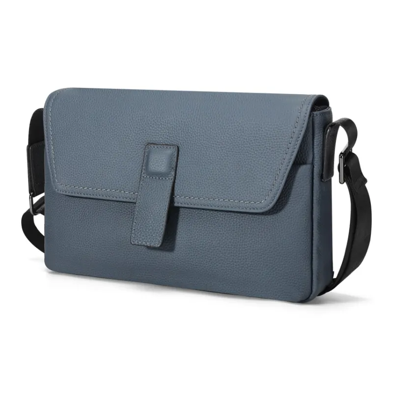 CROSSGEAR Top Grain Cow Leather Crossbody Bag, Shoulder Bag Unisex Blue-2