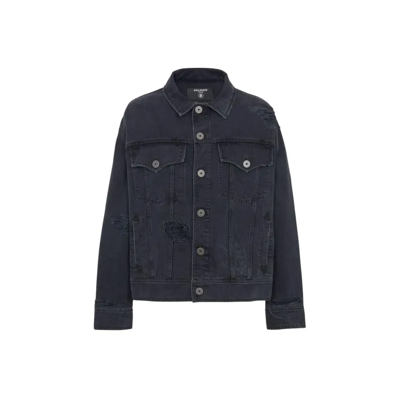 BALMAIN Distressed Denim Jacket-0