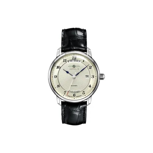 ZEPPELIN Automatic Mechanical Movement Men's Watches Watch Silver Dial Stainless Steel Case Cow Leather Strap