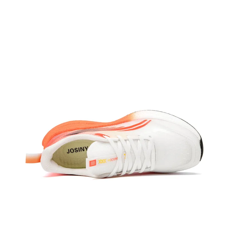 JOSINY Low Top Carbon Plate Training For Long Distance Running Shoes Men's White Orange-4