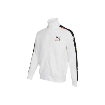 Puma Men's Side Logo Stand Collar Sport Jacket White