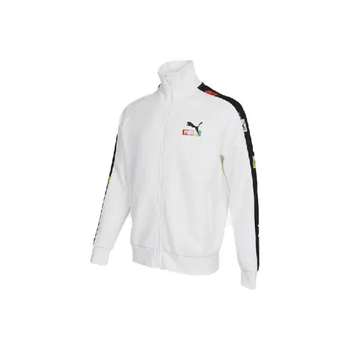 Puma Men's Side Logo Stand Collar Sport Jacket White