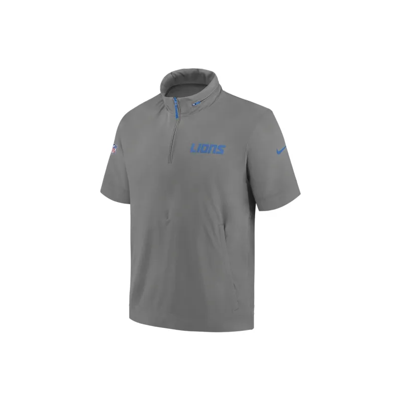 Nike Detroit Lions Sideline Coach Men's Nike Nfl 1/2-Zip Short-Sleeve Hooded Jacket-0