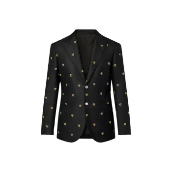 LOUIS VUITTON Embroidered Single Breasted Wool Blend Evening Jacket