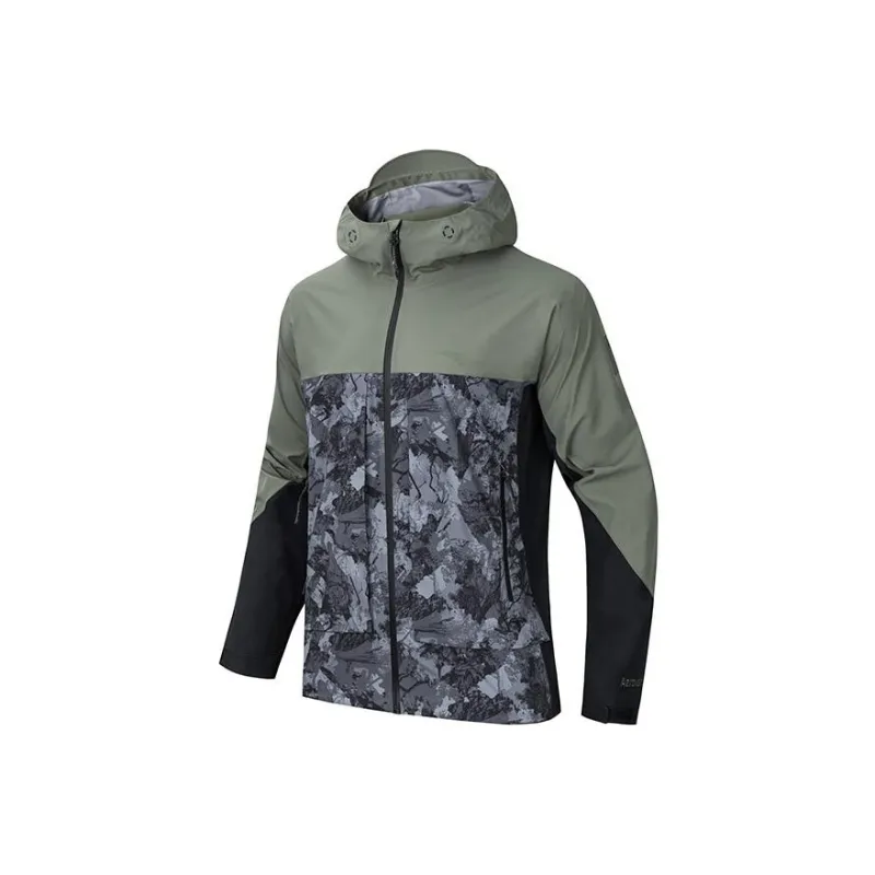 Anta x National Geographic Wind And Water Repellent Windbreaker Jacket Men's Murky Olive Green/Full-Coverage Stamping-0