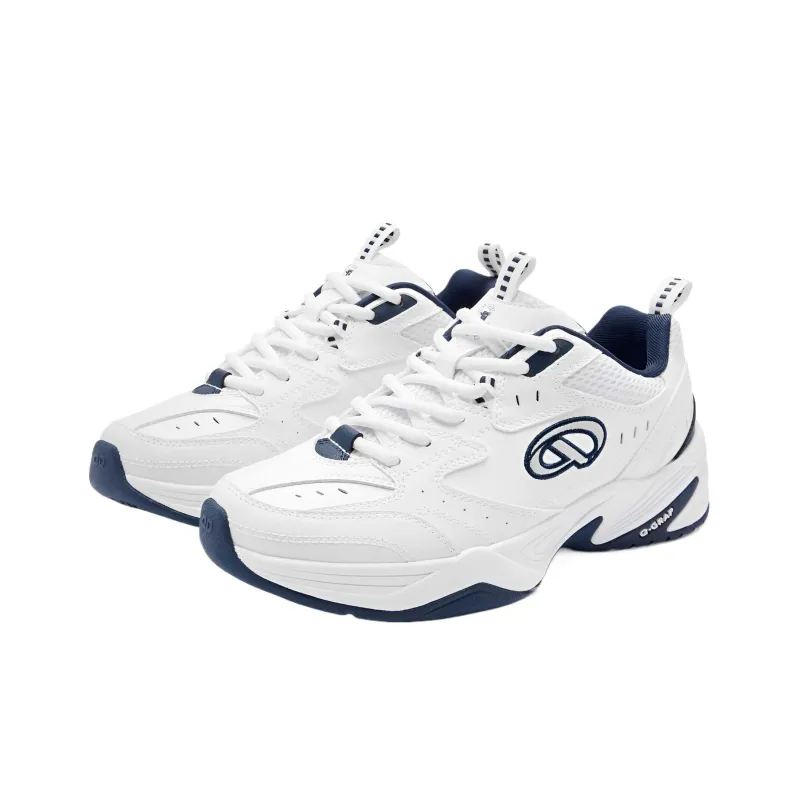 QIAODAN Abrasion Resistant Waterproof Thermal Low Top Chunky Sneakers Women's White Blue-2