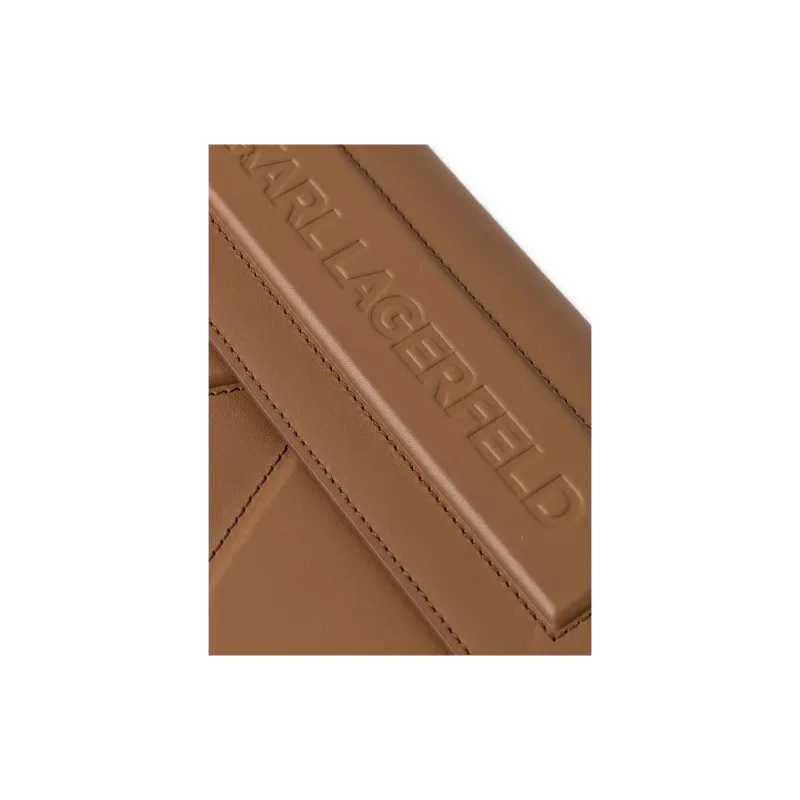 KARL LAGERFELD Calfskin Shoulder Bag Women's Brown-3