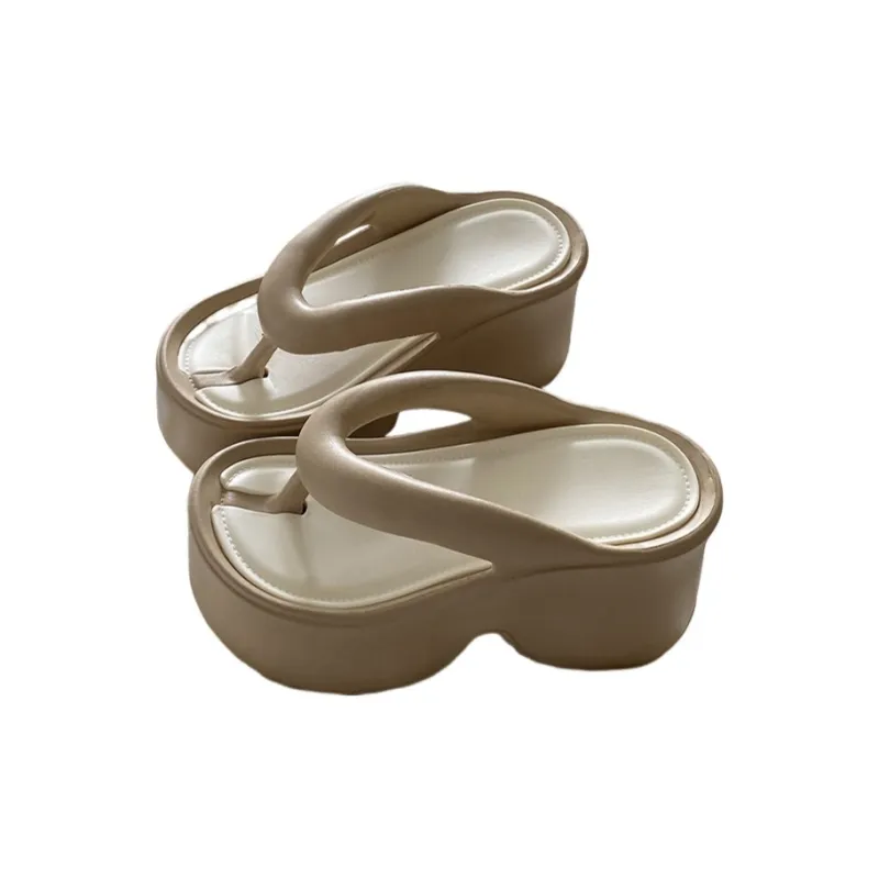 Meter Platform Wedge Heel Flip Flops Indoor Women's Summer Slip Resistant Soft Sole Thong Beach Slippers Shoes EVA-5
