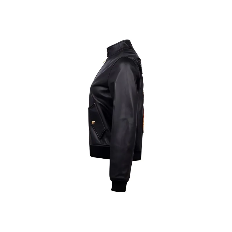 MOSCHINO Bear Logo Leather Jacket-2