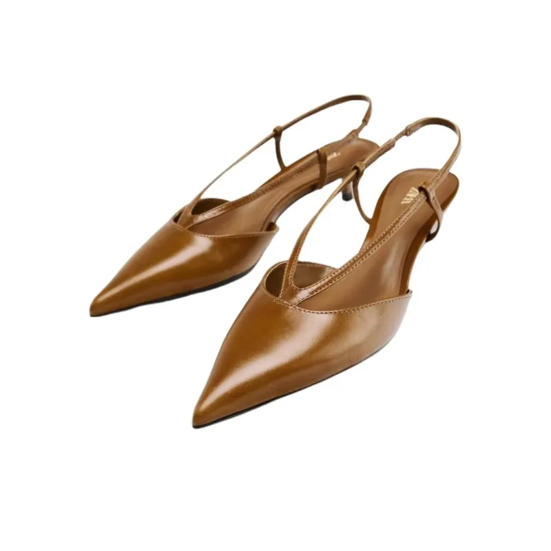 ZARA Slim Heel High Heels 5cm Women's Brown-1