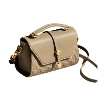 Bullrun Cow Leather Handbag Women's Ecru & Brown/Elephant Gray