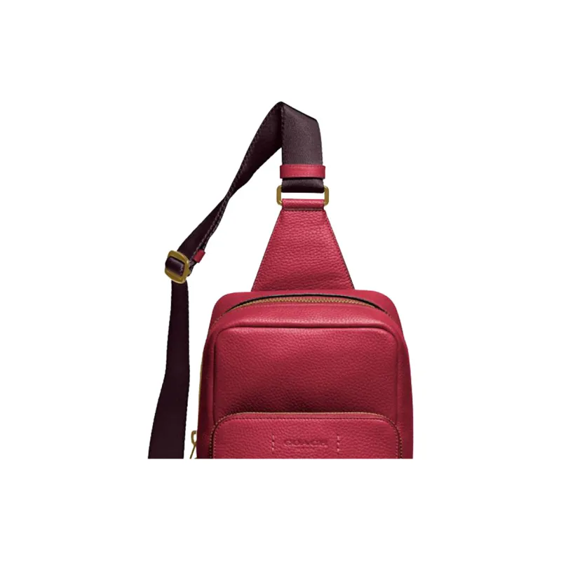 COACH Gotham Litchi Grain Leather Shoulder Bag Crossbody Bag Small Size Men's Maroon-3