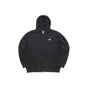 New Balance Logo Printed Zipped Drawstring Hoodie
