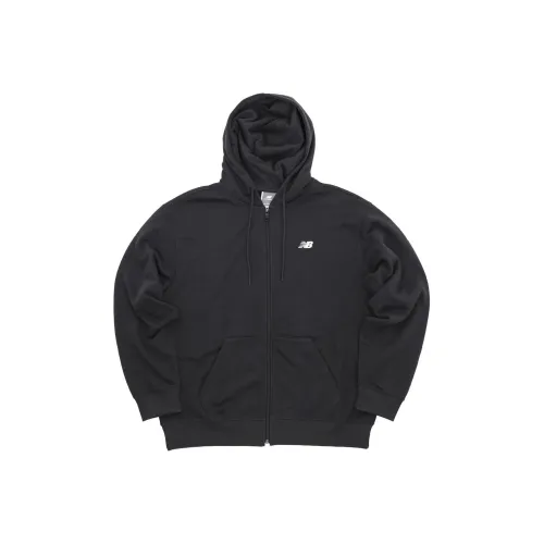 New Balance Logo Printed Zipped Drawstring Hoodie