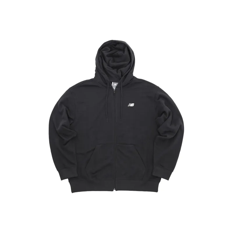 New Balance Logo Printed Zipped Drawstring Hoodie-0