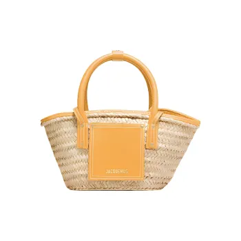 Jacquemus Palm Leaf With Cow Leather Accents Basket Bag Shoulder Bag Crossbody Bag Handbag Mini Women's Yellow