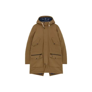 PS By Paul Smith FW21 Solid Color Hooded Loose Fit Mid-Length Puffer Jacket Men's Umber