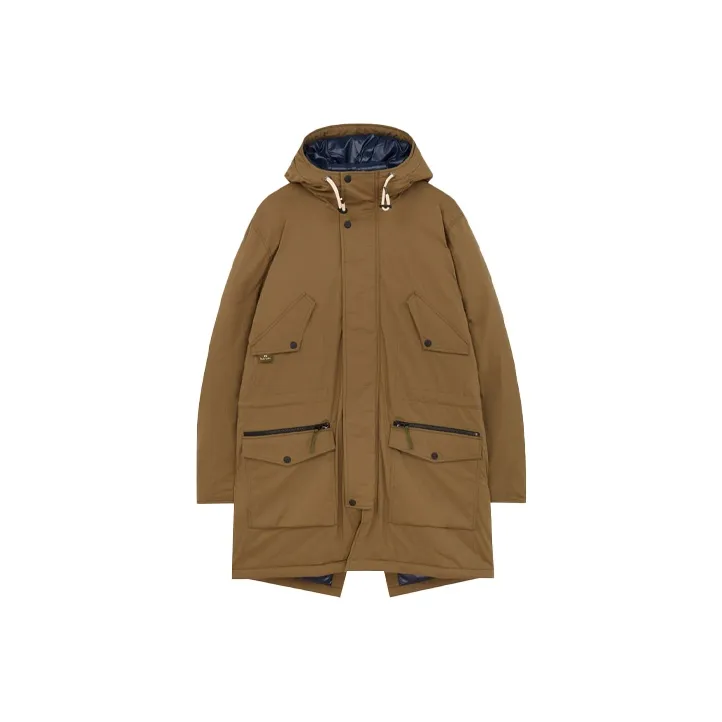 PS By Paul Smith FW21 Solid Color Hooded Loose Fit Mid-Length Puffer Jacket Men's Umber-0