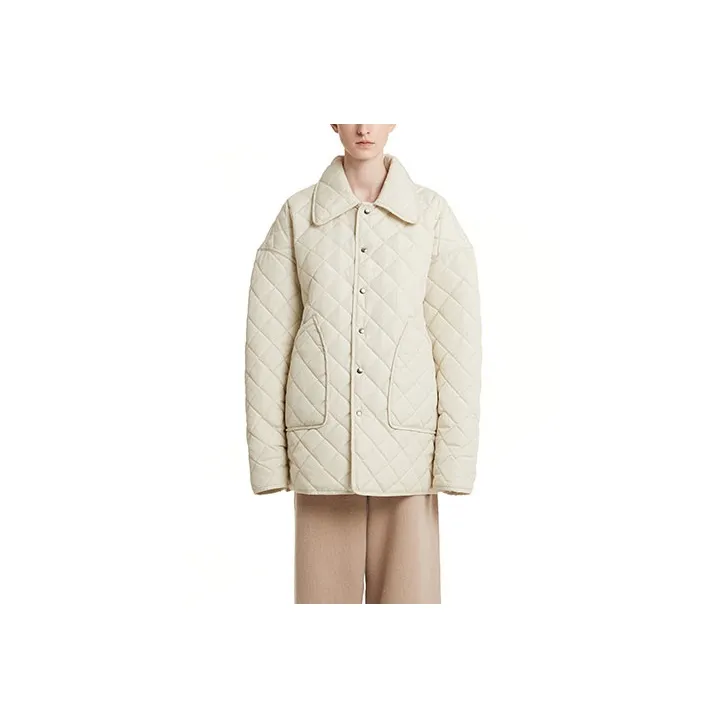 TRUNKPROJECT Solid Color Lapel Loose Fit Puffer Jacket Unisex Ivory-0