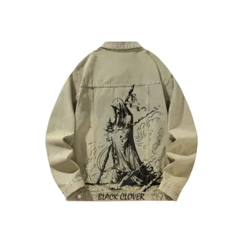 BLACK CLOVER Grim Reaper Motifs Unisex Denim Jacket