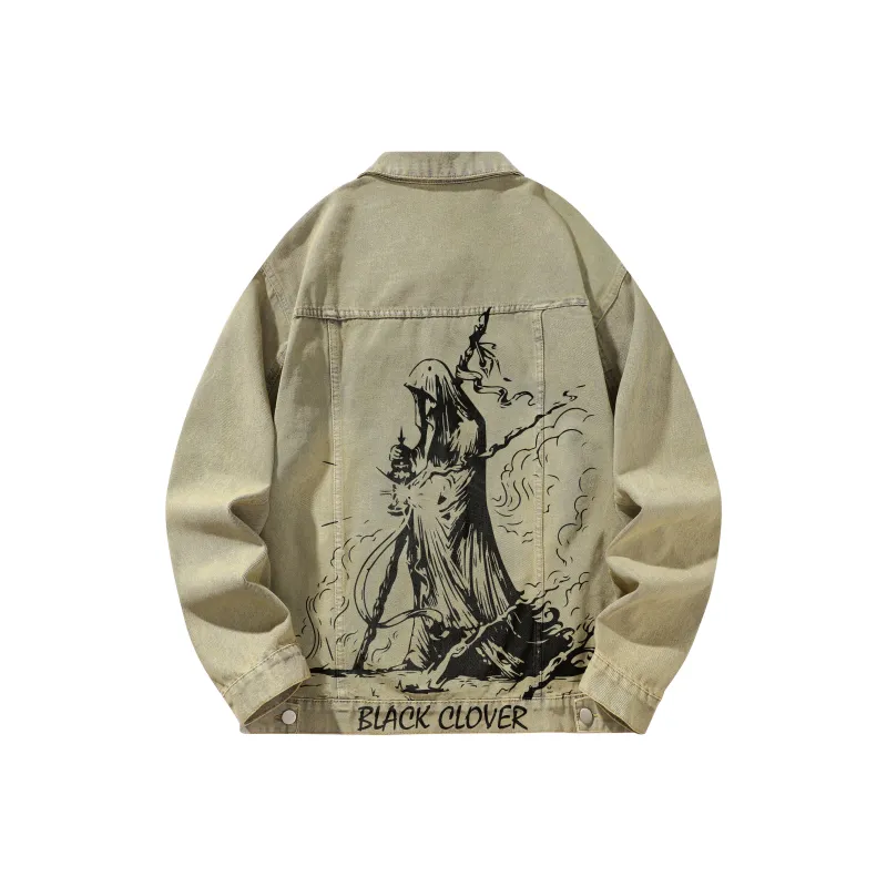 BLACK CLOVER Grim Reaper Motifs Unisex Denim Jacket-0