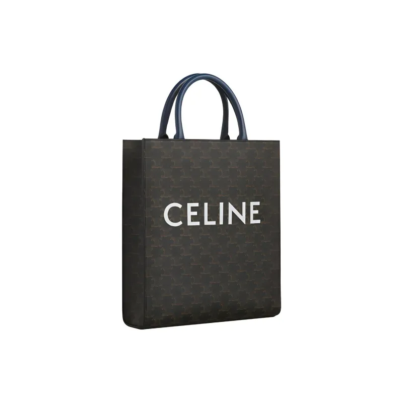 CELINE Cabas Canvas With Leather Trunk Bag Tote Bag Shopping Bag Handbag Small Size Unisex Black-1