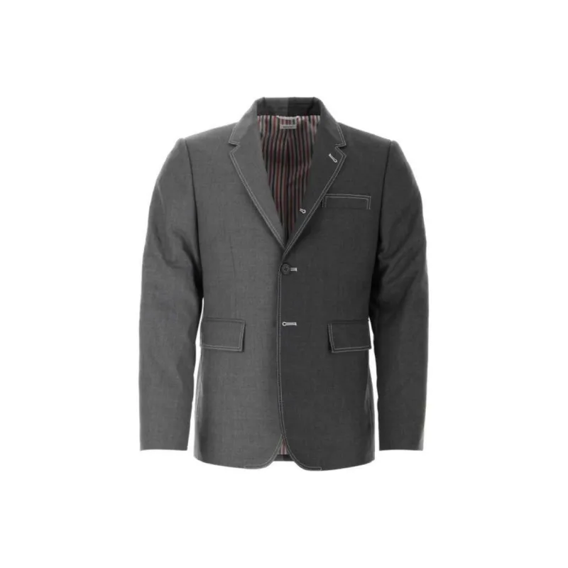 THOM BROWNE Two Toned Single Breasted Tailored Blazer-0