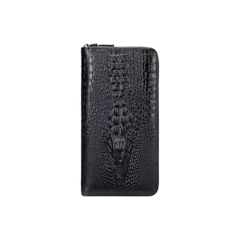 VIHUS Top Grain Cow Leather Clutch Wallet Men's Black