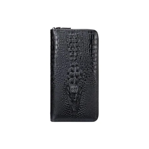 VIHUS Top Grain Cow Leather Clutch Wallet Men's Black