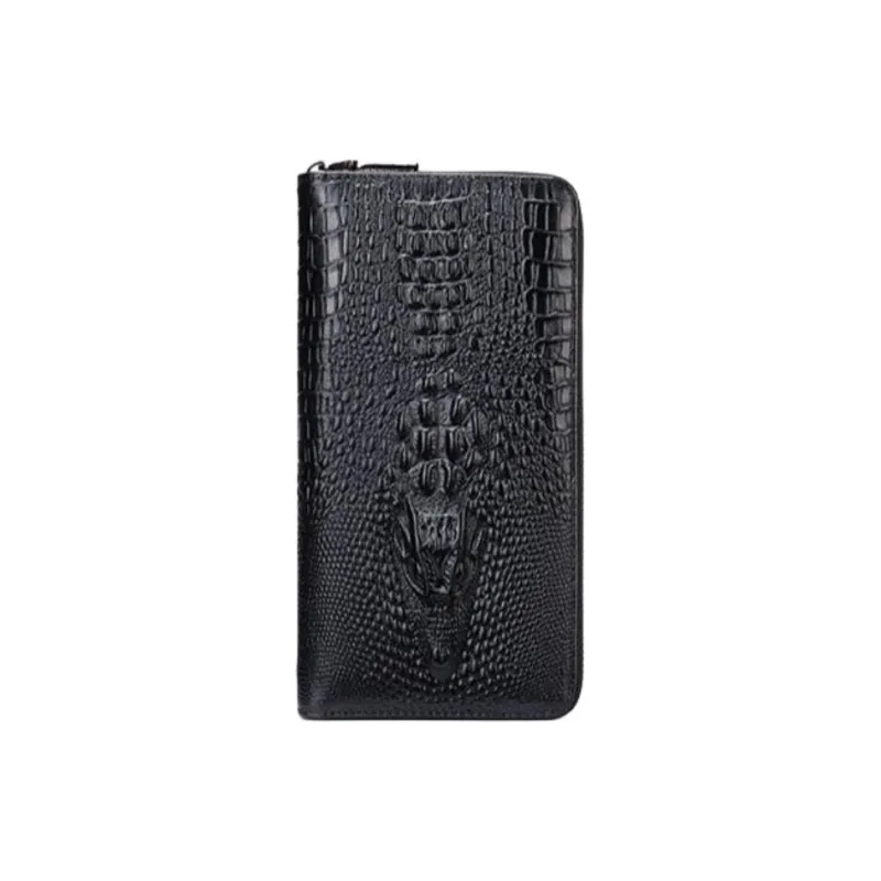 VIHUS Top Grain Cow Leather Clutch Wallet Men's Black-0
