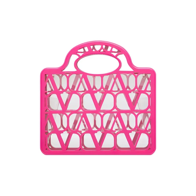 Valentino Organic Canvas Tote Bag Shopping Bag Handbag Shoulder Bag Mini Women's Pink-1