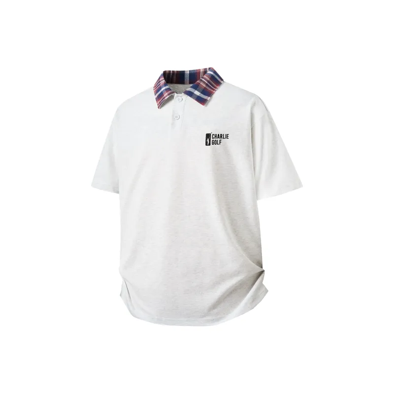 CHARLIE GOLF Polo Shirt Unisex Black/Red Plaid-2