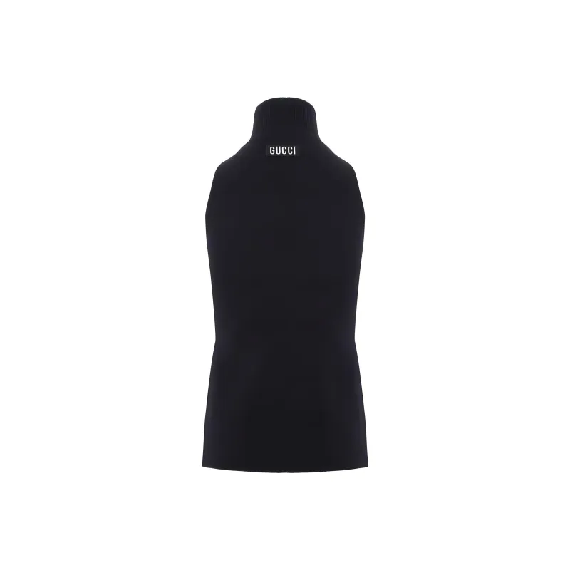 GUCCI Logo Patch Sleeveless Ribbed Vest-1