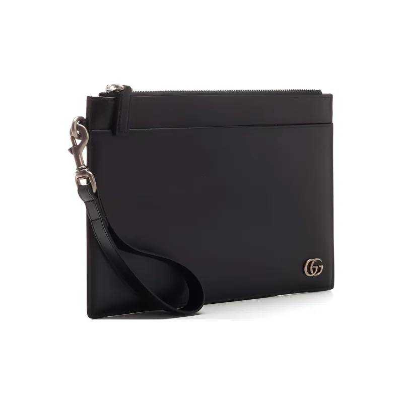 GUCCI GG Marmont Smooth Leather Clutch Men's Black-2