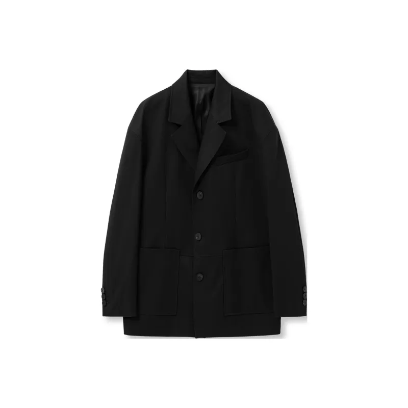 WOOYOUNGMI Black Cotton Single Jacket Business Suits Coats Men's Black-0