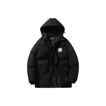 NGC STRATEGY Letter Solid Color Hooded Loose Fit Thickened Puffer Jacket Unisex