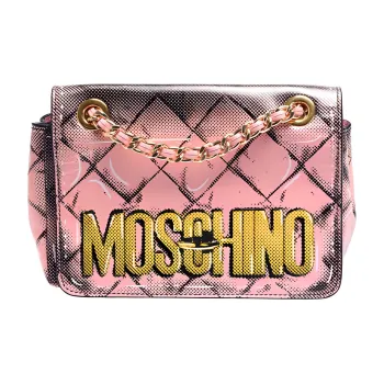 MOSCHINO Shiny Cow Leather Crossbody Bag Shoulder Bag Women's Pink