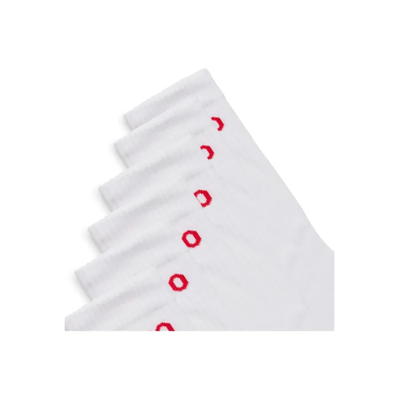 HUGO BOSS Six Pack Of Quarter Length Socks With Logo Detail Mid Calf Socks Men's 6 Pack White-2