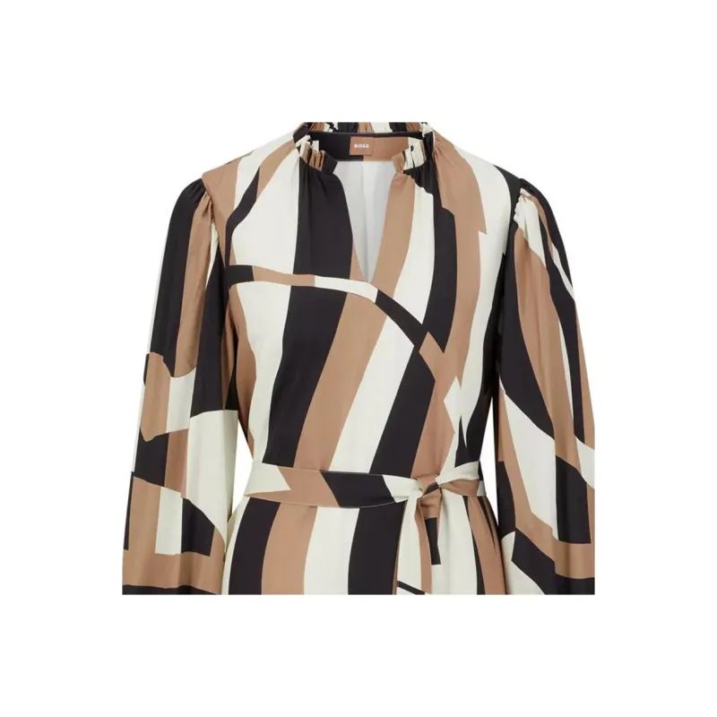 HUGO BOSS Long Sleeved Dresses Women's Brown-3