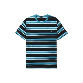 FRED PERRY Logo embroidered Striped Cotton T shirt