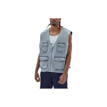 GUESS Originals Denim Cargo Vest Vest Men's Light Blue