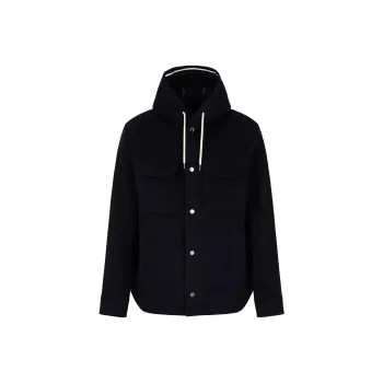 EMPORIO ARMANI Hooded Virgin Wool Shirt Jacket