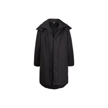 Y 3 FW21 Solid Color Hooded Mid Length Down Jacket Men's Black